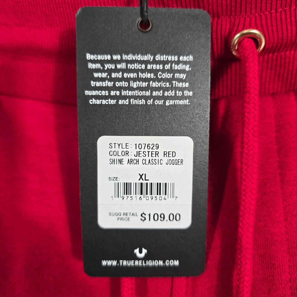 True Religion Mens Jester Red Shine Arch Classic Jogger Sweatpants XL 107629 NEW - Picture 4 of 9
